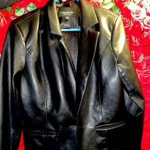 MARC NEW YORK BLACK FAUX LEATHER BLAZER